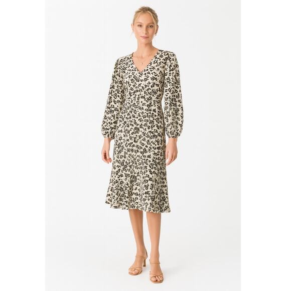 Stine Goya Rosen Midi Dress XS Tan Black NWT - Picture 1 of 10